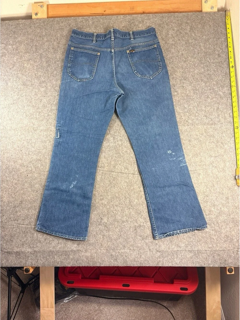 Vintage 70s Lee Riders Flare Jeans 36x28 Medium Wash USA Talon Zip Denim